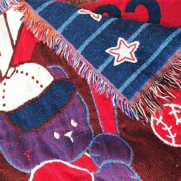 VTG Rare Chicago Cubs MLB Baseball Bear Blanket - Picture 4 of 4